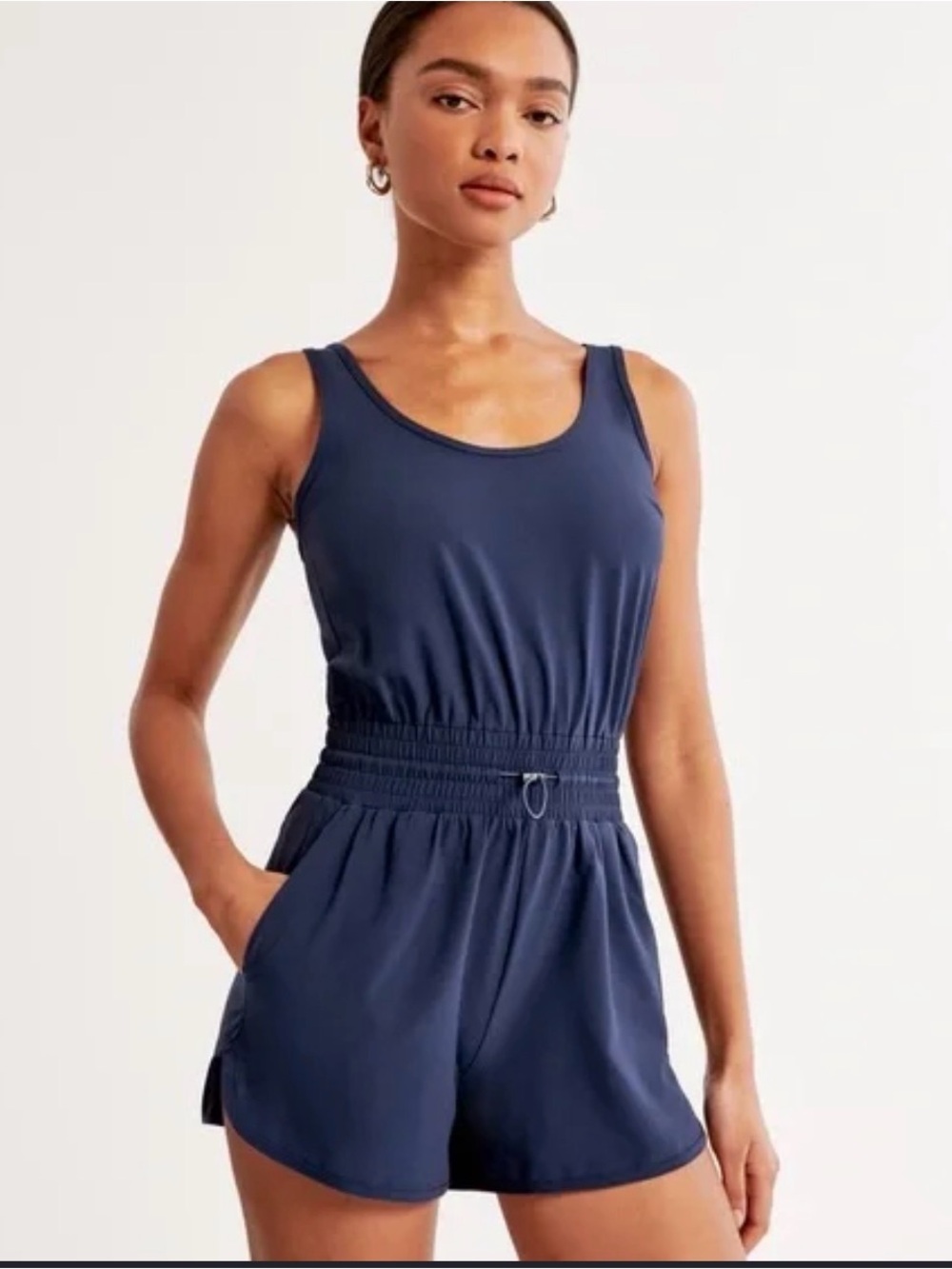 Abercrombie & Fitch Navy Sleeveless Elastic-Waist Romper